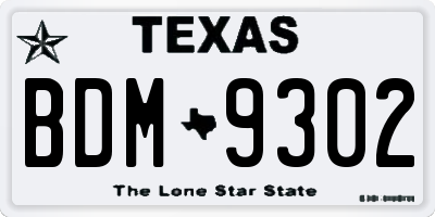 TX license plate BDM9302
