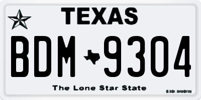 TX license plate BDM9304