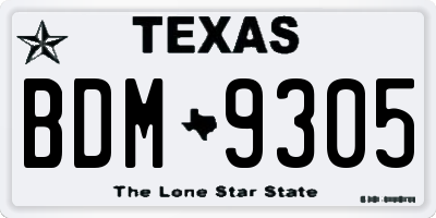 TX license plate BDM9305