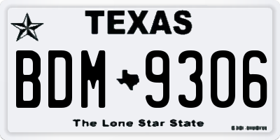 TX license plate BDM9306
