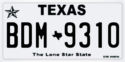 TX license plate BDM9310