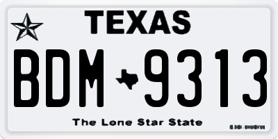 TX license plate BDM9313