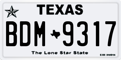 TX license plate BDM9317