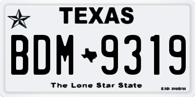 TX license plate BDM9319