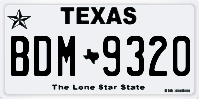 TX license plate BDM9320