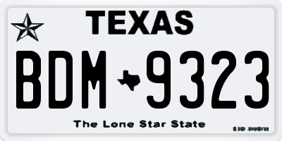 TX license plate BDM9323