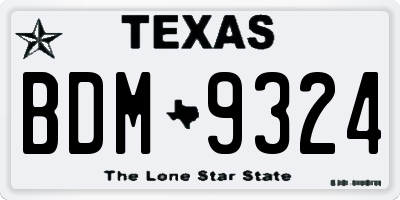 TX license plate BDM9324