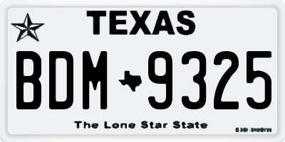 TX license plate BDM9325