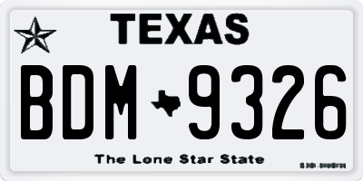 TX license plate BDM9326
