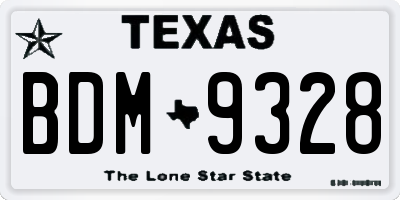 TX license plate BDM9328