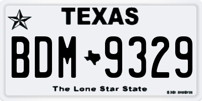 TX license plate BDM9329