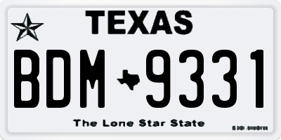 TX license plate BDM9331