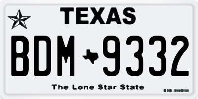 TX license plate BDM9332