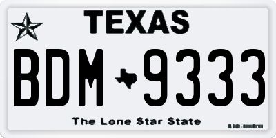 TX license plate BDM9333