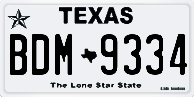 TX license plate BDM9334