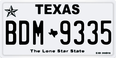 TX license plate BDM9335