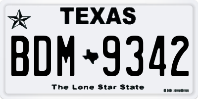 TX license plate BDM9342