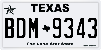 TX license plate BDM9343