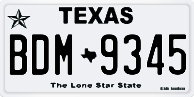 TX license plate BDM9345