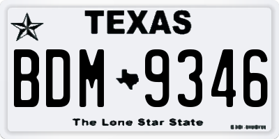 TX license plate BDM9346
