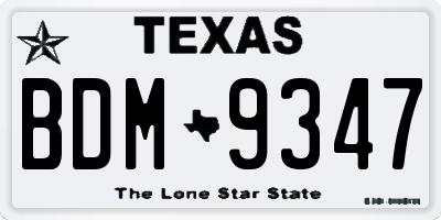 TX license plate BDM9347