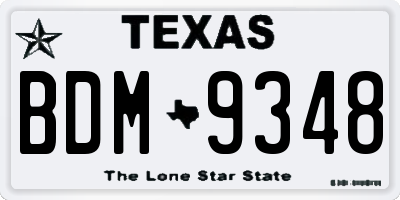 TX license plate BDM9348