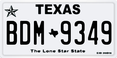 TX license plate BDM9349