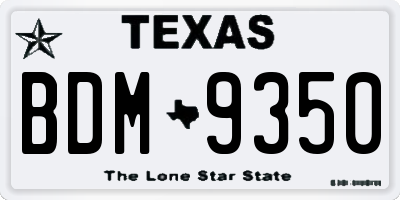 TX license plate BDM9350