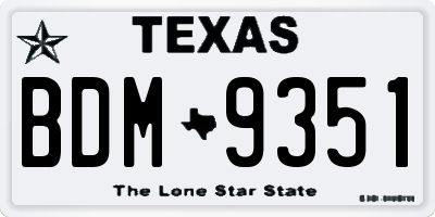 TX license plate BDM9351