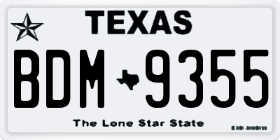TX license plate BDM9355