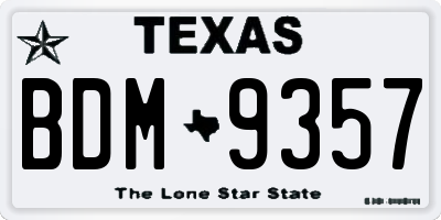 TX license plate BDM9357