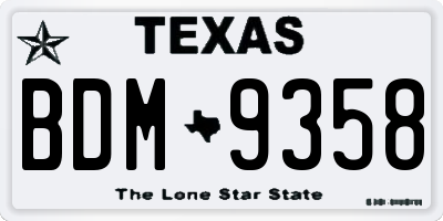 TX license plate BDM9358