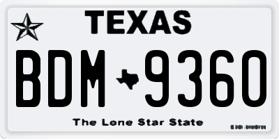 TX license plate BDM9360