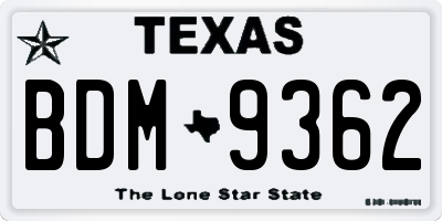 TX license plate BDM9362
