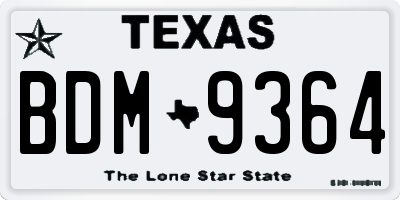 TX license plate BDM9364