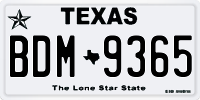 TX license plate BDM9365