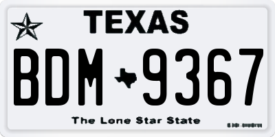 TX license plate BDM9367