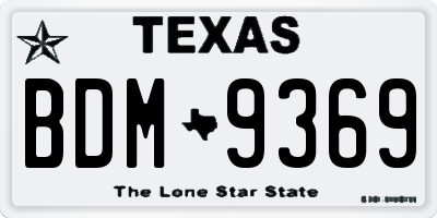 TX license plate BDM9369