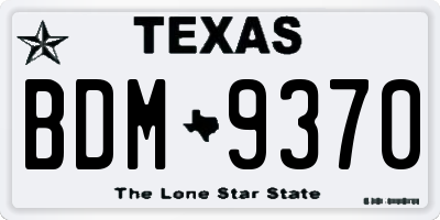TX license plate BDM9370