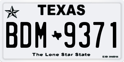 TX license plate BDM9371