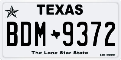 TX license plate BDM9372