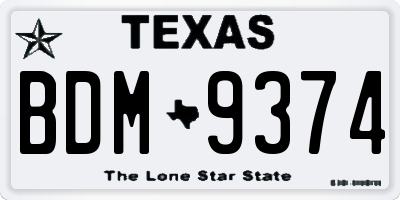 TX license plate BDM9374