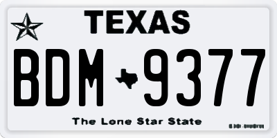 TX license plate BDM9377
