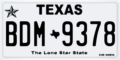 TX license plate BDM9378