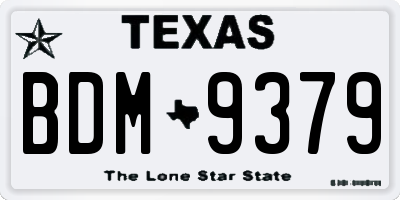 TX license plate BDM9379