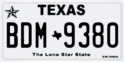 TX license plate BDM9380