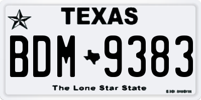 TX license plate BDM9383