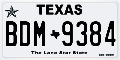 TX license plate BDM9384