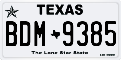 TX license plate BDM9385