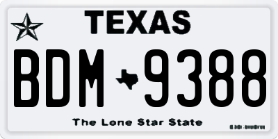 TX license plate BDM9388